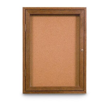 United Visual Products Double Door Wood Enclosed Corkboard, 42 UV102W-5